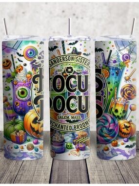 Hand Crafted Purple and Green Halloween Hocus Pocus Tumbler